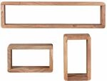 Design Wandregal 3er Set BOHA Massiv Holzregale Akazie Landhausstil