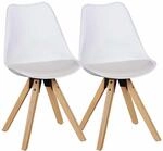2er Set Retro Esszimmerstuhl LIMA wei&szlig;