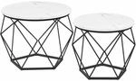Couchtisch-Set wei&szlig;-schwarz 2 St&uuml;ck
