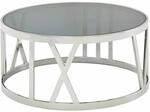 Couchtisch Glas Metall 60x60x30 cm Sofatisch Silber
