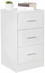 Nachtkonsole FOGGIA Holz Nachttisch modern mit 3 Schubladen weiss