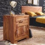 Nachttisch MUMBAI Massivholz Sheesham Design Nachtkommode 60 cm mit Schublade und
