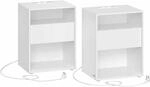 Nachttisch 2er Set mit Ladefunktion und Schublade mattwei&szlig;