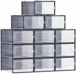 Schuhboxen 12er Set transparent-anthrazitblau