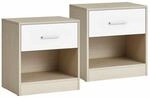 Nachttisch 2er Set naturbeige-naturbeige-klassikwei&szlig;
