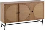Sideboard 140x80x39 cm Kommode Eiche-Dekor mit Rattan Geflecht Modern