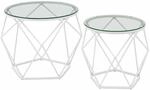 Wohnzimmertisch 2er Set modern transparent-wolkenwei&szlig;
