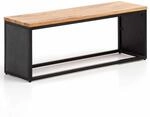 Sitzbank Akazie Massivholz / Steinoptik 120x45x35 cm Flurbank mit Metallgestell