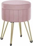 Sitzhocker mit Stauraum und 4 Metallbeinen pastellrosa