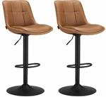 Barhocker 2er Set mit R&uuml;ckenlehne karamellbraun
