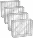 Gabionenk&ouml;rbe 100 x 80 x 30 cm 4er Set silber