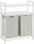 W&auml;schekorb 2 x 46 L mit 2 Ablagen wei&szlig;
