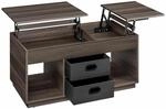 Couchtisch mit 2 Schubladen und F&auml;chern aschbraun