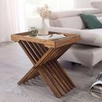 Beistelltisch MUMBAI Massivholz Sheesham Design Klapptisch Serviertablett und