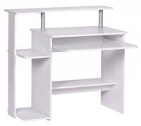 Computertisch WL1.153 Wei&szlig; 94x90,5x48,5 cm Laptop Tisch Modern mit Tastaturauszug