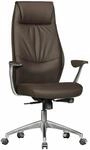 B&uuml;rostuhl Echtleder Braun Schreibtischstuhl X-XL 120 kg Synchronmechanik Chefsessel