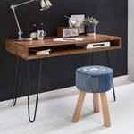 Schreibtisch BAGLI braun 110 x 60 x 76 cm Massiv Holz Laptoptisch Sheesham Natur