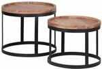 2er Set Beistelltische AKOLA Massivholz Akazie Wohnzimmertisch Landhausstil