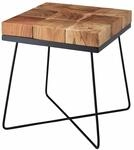 Beistelltisch 45 x 45 x 51 cm Akazie Massivholz mit Metallgestell