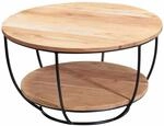 Couchtisch 60x34,5x60 cm Akazie Massivholz / Metall Sofatisch