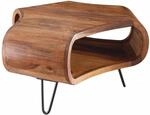 Couchtisch WL5.603 Sheesham massiv Holz 55 x 55 x 38 cm Ablage &amp; Metallgestell