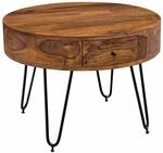 Couchtisch Sheesham Massivholz / Metall 60x44,5x60 cm Tisch Wohnzimmer