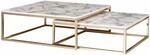 Design Couchtisch 2er Set Wei&szlig; Marmor Optik Eckig