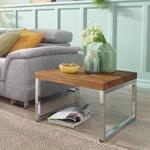 Beistelltisch GUNA Massiv-Holz Sheesham Wohnzimmer-Tisch Metallgestell Landhaus-Stil