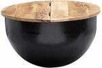 Couchtisch Mango Massivholz Metall 60x34x60 cm Industrial Style Rund