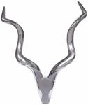Deko Hirschgeweih L Aluminium Wanddeko 80 cm Landhausstil Silber Metall modern