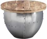 Couchtisch Mango Massivholz / Metall 60x43x60 cm Industrial Style Rund