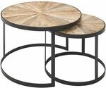 Design Couchtisch 2er Set Mango Massivholz Satztisch Rund