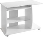 Computertisch GRASSE rollbar Wei&szlig; 90 x 71 x 50 cm mit Tastaturauszug