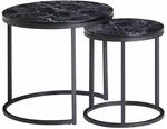 Design Beistelltisch 2er Set Schwarz Marmor Optik Rund