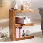 Beistelltisch MUMBAI Massivholz Sheesham E Cube 60cm hoch Wohnzimmer-Tisch Design