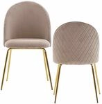 Design Esszimmerstuhl 2er Set Samt Beige Gepolstert