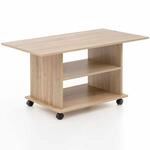 Design Couchtisch WL5.739 95 x 51 x 54,5 cm Sonoma Drehbar mit Rollen