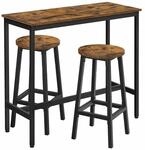Bartisch-Set mit 2 Barhockern vintagebraun-schwarz