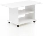 Design Couchtisch WL5.738 95 x 51 x 54,5 cm Wei&szlig; Drehbar mit Rollen