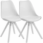 2er Set Retro Esszimmerstuhl Wei&szlig; Skandinavisch