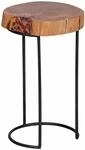 Beistelltisch AKOLA Massiv-Holz Akazie Wohnzimmer-Tisch Metallbeine Landhaus-Stil