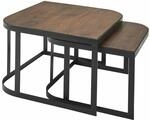 Couchtisch 2er Set Mango Massivholz / Metall Wohnzimmertisch Dunkel