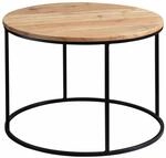 Couchtisch 60x43x60 cm Akazie Massivholz / Metall Sofatisch