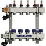 Sch&uuml;tz Edelstahl-Verteiler Komfort 90-3 8 Heizkreise, L&auml;nge 470 mm Nr....