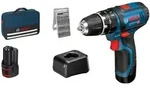 Bosch GSB 12V-15 2x2,0 Ah Akku +Ladeger&auml;t+Bitset - 06019B690K