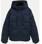Puffer Jacke mit abnehmbarer Kapuze Blau XXL