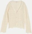 Tom Tailor Denim Strickjacke mit Lochmuster Beige M