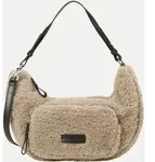 Umh&auml;ngetasche in Teddyfell-Optik Beige