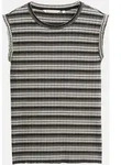 Gestreiftes Top mit Rippstruktur Schwarz XL