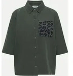 Kurzarm Cordbluse Gr&uuml;n L